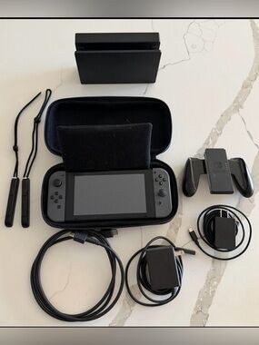 Nintendo Switch Console Gray Joy-Con Bundle w/Dock Case & Accessories
